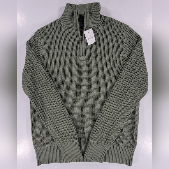 J. Crew Other - NWT J Crew Sweater Mens Medium Green Waffle Knit 1/4 Zip Pullover Preppy NEW